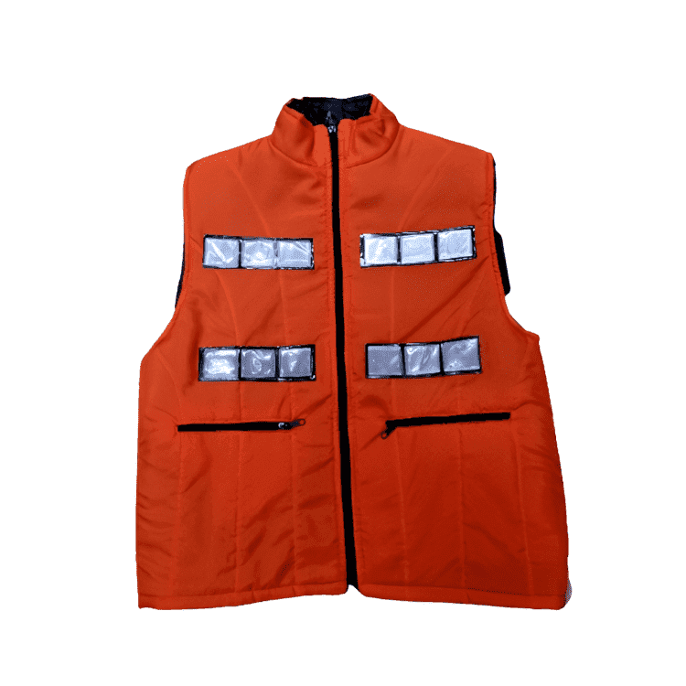 Chaleco certificado naranja con cuello alta visibilidad