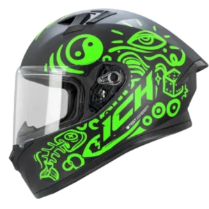 Casco integral ICH 503 Mark verde mate talla M para motociclista