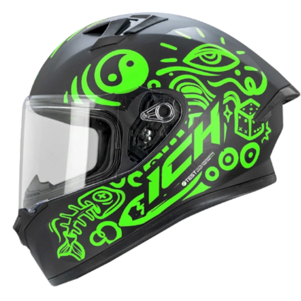 Casco integral ICH 503 Mark verde mate talla M para motociclista