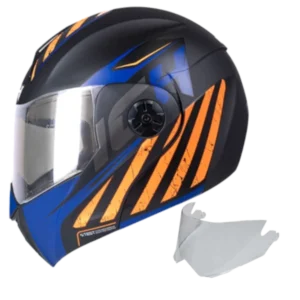 Casco abatible ICH 3110 Tapered con diseño deportivo en tonos oscuros y visor transparente – modelo certificado DOT, incluye visor adicional gratis.