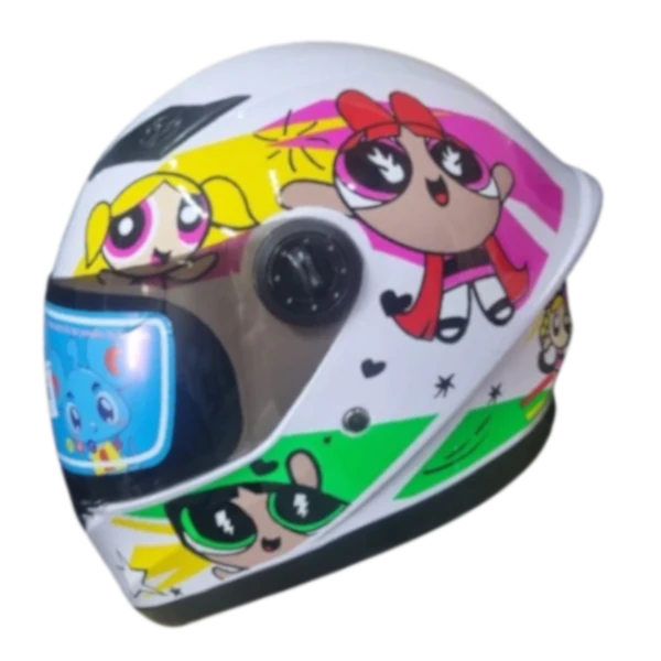 CASCO INTEGRAL KRM KIDS CHISCAS SUPERPODEROSAS BLANCA 1 BV Casco Integral KRM Kids Chicas Superpoderosas