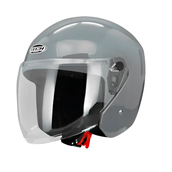Casco Tech color gris brillo para motociclista diseño moderno y seguro