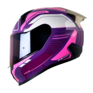 Casco integral SHAFT 560 Evo Chaos color fucsia con diseño deportivo, visor antirrayas y sistema de ventilación, ideal para motociclistas.