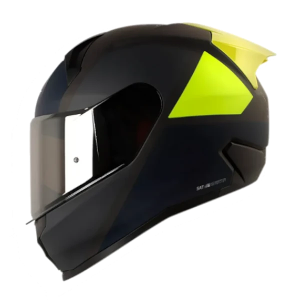 Casco integral Shaft 560 EVO BLOCK en gris y amarillo, diseño deportivo con acabados aerodinámicos y visera de alta visión para motociclistas.