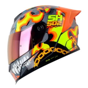 Casco Integral SHAFT 502 SP Fireboy Gris Naranja con visor antirrayas y diseño deportivo