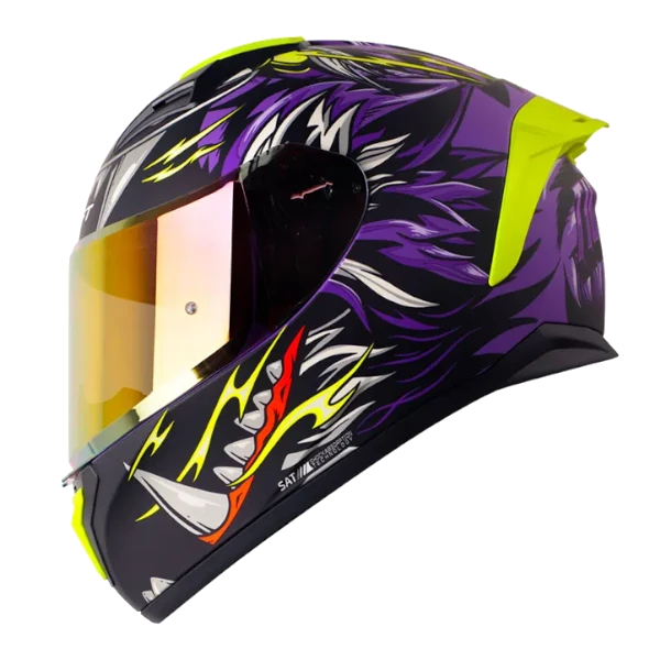 CASCO INTEGRAL SHAFT 582 SP EVO TIGERFACE MORADO BV Casco integral SHAFT 582 SP EVO Tigerface con diseño deportivo y certificación DOT