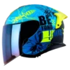 Casco abierto Shaft 240 DV Franz amarillo azul para motociclista diseño deportivo y seguro