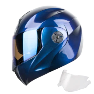 Casco abatible ICH 3110 Camaleón Azul con visor doble y visor adicional gratis, edición especial para motociclistas en Colombia.