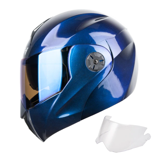 Casco abatible ICH 3110 Camaleón Azul con visor doble y visor adicional gratis, edición especial para motociclistas en Colombia.