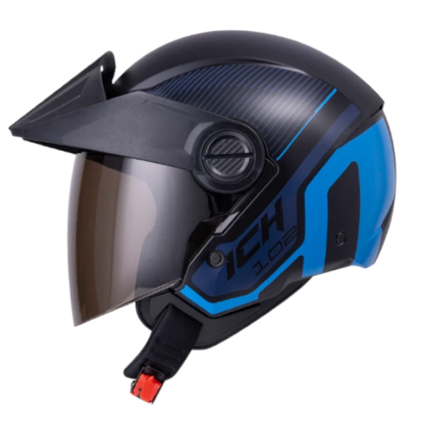Casco abierto ICH 102 Nextside azul BV para motociclista diseño moderno y cómodo