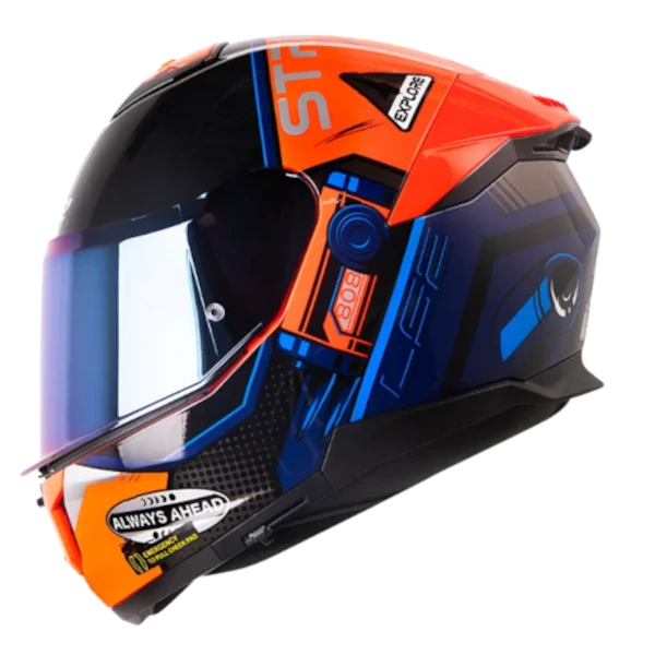 CASCO INTEGRAL LS2 808 STREAM 2 MOON WALK BLUE AND ORANGE BV CASCO INTEGRAL LS2 808 STREAM 2 MOON WALK BLUE AND ORANGE BV