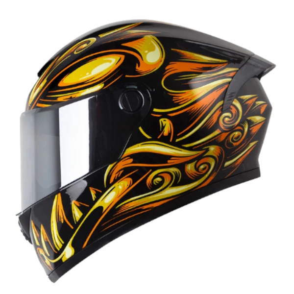 Casco integral X-One 500 GT EVO Old Mask en amarillo y negro con visera transparente – diseño llamativo, modelo original certificado para motociclistas.