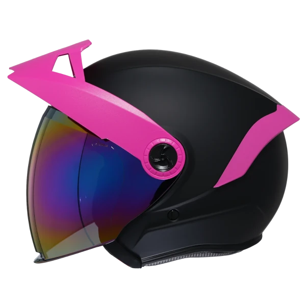 Casco abierto XTR OP15 Solid negro fucsia para motociclista diseño moderno y seguro