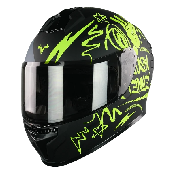 Casco integral Balto Vibes X Bull KOV color amarillo con visor UV