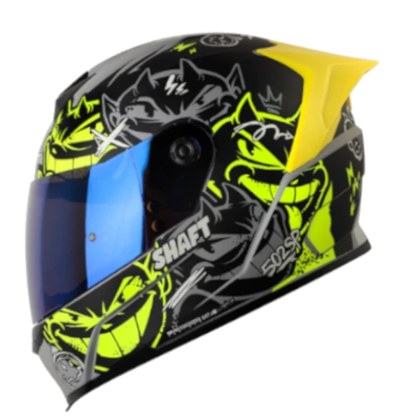 Casco Integral SHAFT 502 SP Devil Amarillo Gris con visor antirrayas y diseño deportivo