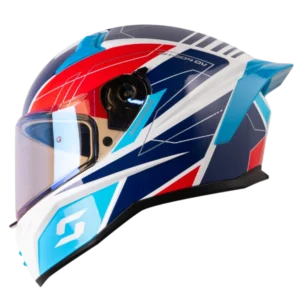 Casco integral Shaft 504 DV Runner color blanco con azul