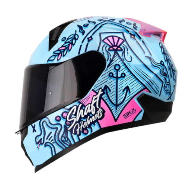 Casco integral SHAFT 560 Evo Marine con diseño azul marino, visor antirrayas, ventilación avanzada y acolchado interior desmontable y lavable.