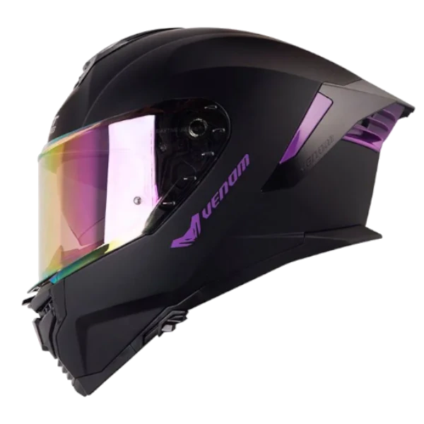 Casco integral Shaft Pro 606 Venom Solid color negro con morado