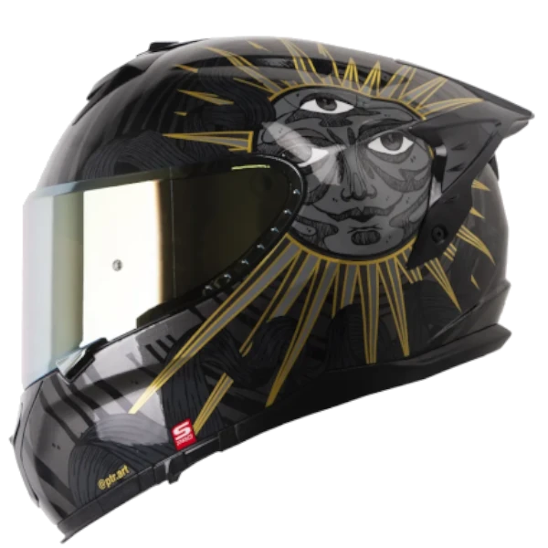 Casco integral Shaft Pro 610 EVO Eclipse en color negro con detalles dorados