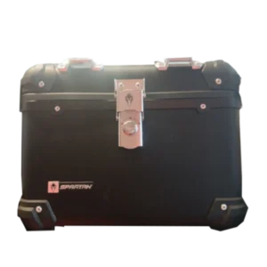 Maletero Spartan 40 litros negro con cierre de seguridad, reflectores traseros y base universal para motocicleta.