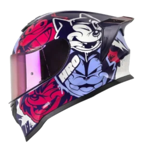 Casco integral HRO 506 SP Black Kat color morado, diseño deportivo con certificación DOT y visor antirrayas.