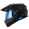 Casco multipropósito HRO MX330 DV Solid Negro Azul, con visor doble, certificación DOT y diseño deportivo.