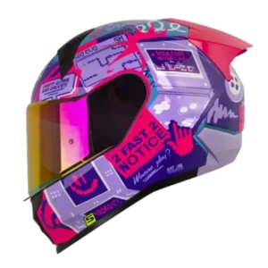 Casco integral Shaft 560 Evo G26 azul fucsia BV 1.0 para motociclista diseño deportivo y alta protección