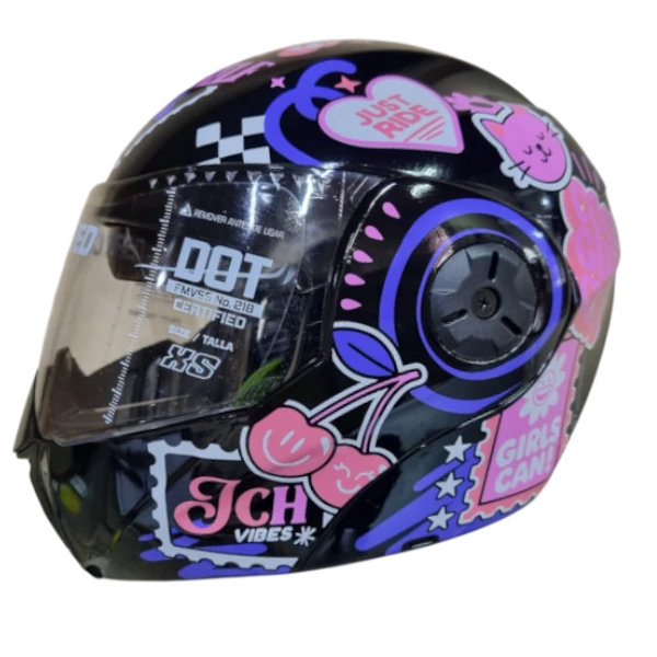 Casco abatible ICH 3110S Sparkz rosado para motocicleta