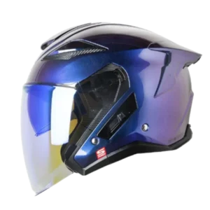 Casco abierto SHAFT PRO 343 DV Solid camaleón azul BV 1.0 con visor para motocicleta