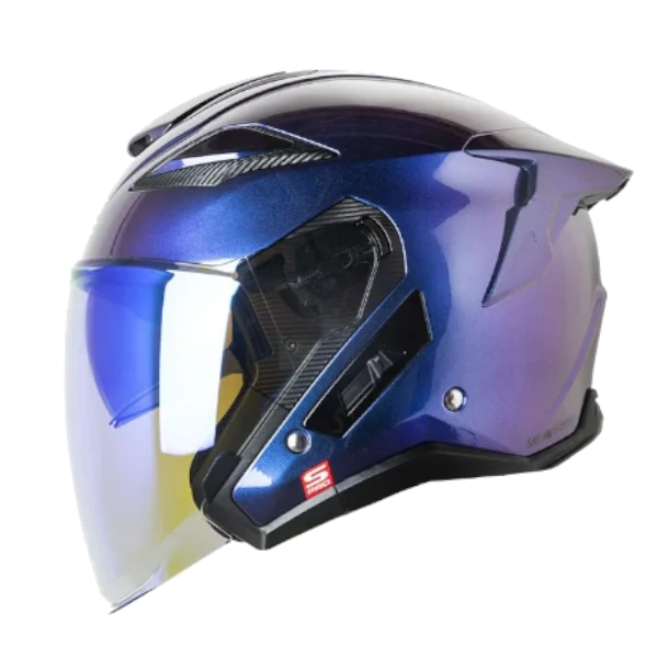 Casco abierto SHAFT PRO 343 DV Solid camaleón azul BV 1.0 con visor para motocicleta