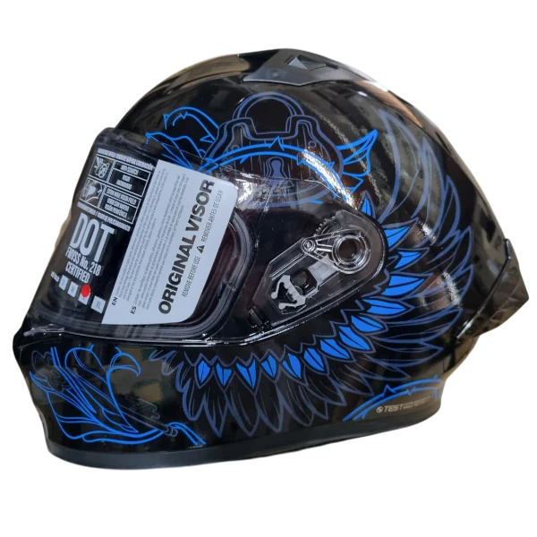 Casco integral ICH 503 Thorns color azul brillo con diseño deportivo y acabado brillante