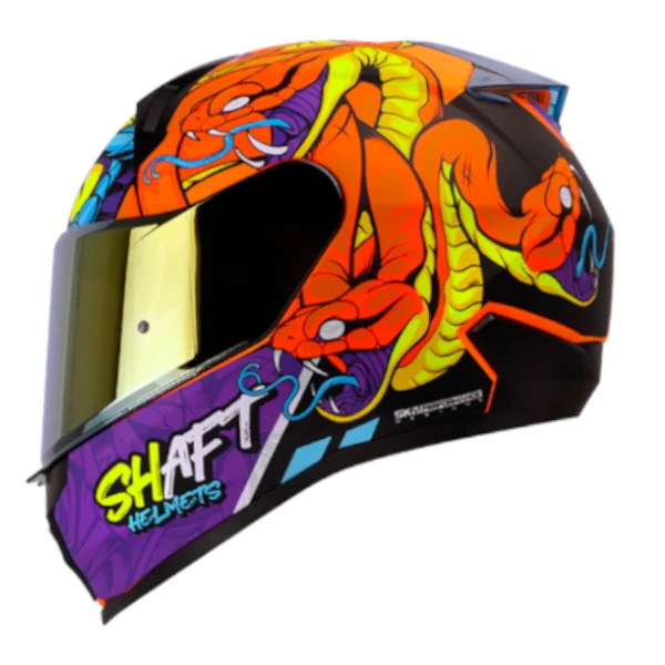 Casco integral SHAFT 560 Gordon naranja morado BV 1.0 para moto