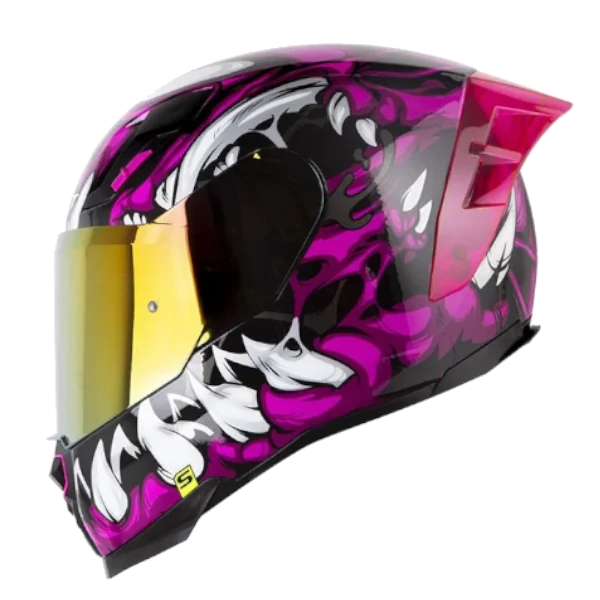 Casco integral Shaft 562R color negro y fucsia BV 1.0 para motocicleta