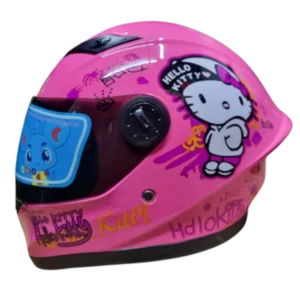 Casco KRM Hello Kitty BV 1.0 color rosado, diseño Hello Kitty, casco integral para moto