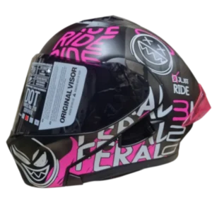 Casco abatible ICH 3120 Stay Wild fucsia BV 2.0 con diseño gráfico y visor integrado