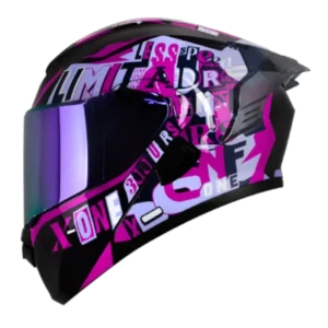 Casco abatible X One X 3000 RS Cuts azul morado para motociclista con diseño deportivo y visor abatible