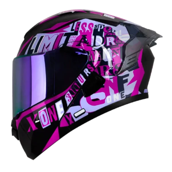 Casco abatible X One X 3000 RS Cuts azul morado para motociclista con diseño deportivo y visor abatible