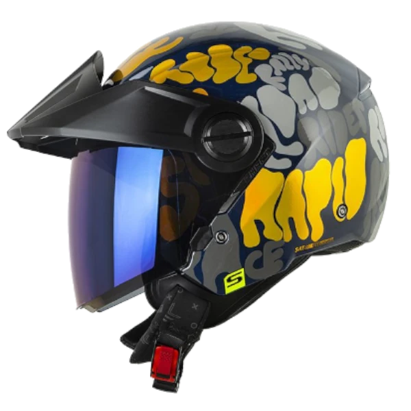 Casco abierto Shaft 212 Rollers gris azul BV 1.0 para motociclista