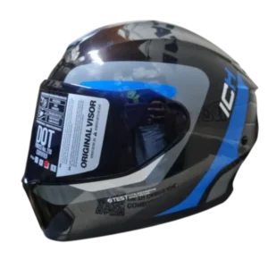 Casco integral ICH 505 Zork color azul para motociclista con diseño deportivo y alta protección