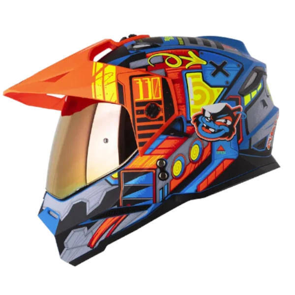 Casco multipropósito HRO MX330 DV Cybok azul y naranja BV 1.0