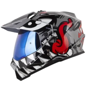Casco multipropósito HRO MX330 DV Rocketmonster gris rojo con doble visor