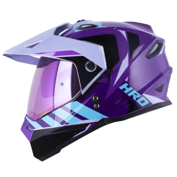 Casco multipropósito HRO MX330 DV Yurchi color morado con visor iridium BV 1.0