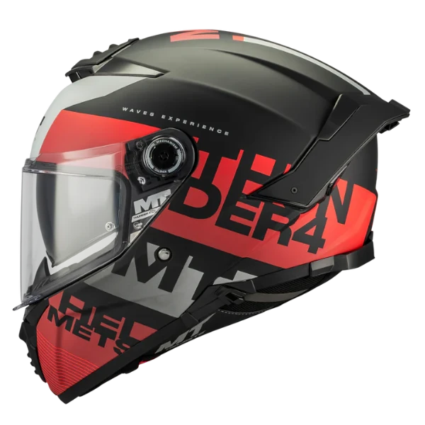 Casco integral MT Thunder 4 SV Waves rojo diseño deportivo para motociclista